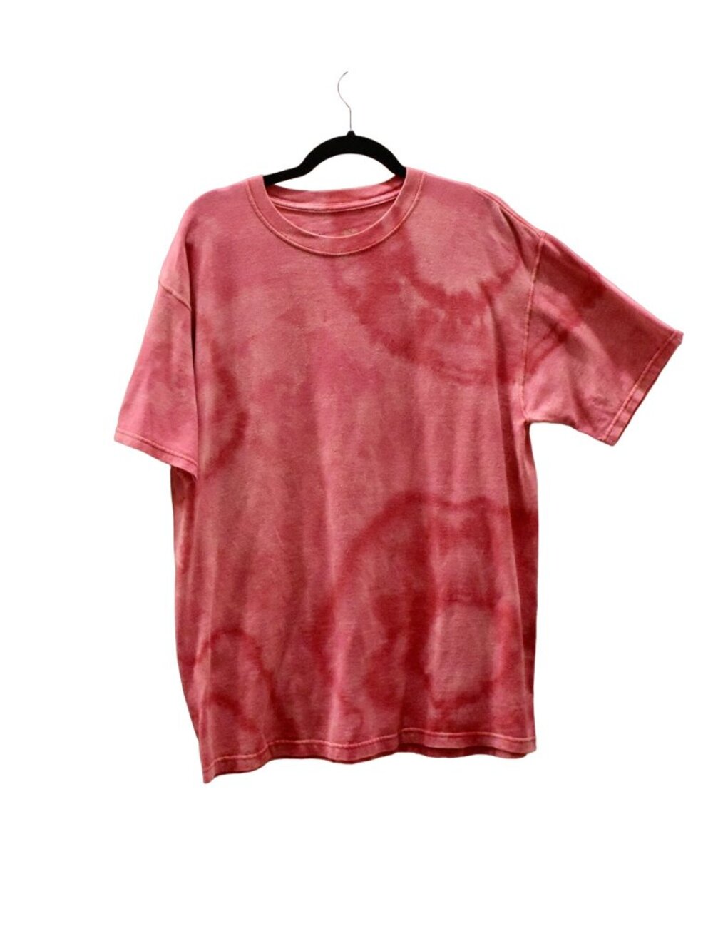 Men's Fruit of the loom Pink Custom Bleach Dye Crew Neck T-shirt L